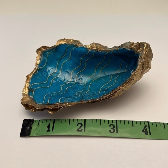 Handmade Oyster Art Shell Trinket Vanity Ring Dish Swirls - Picture 2 of 6